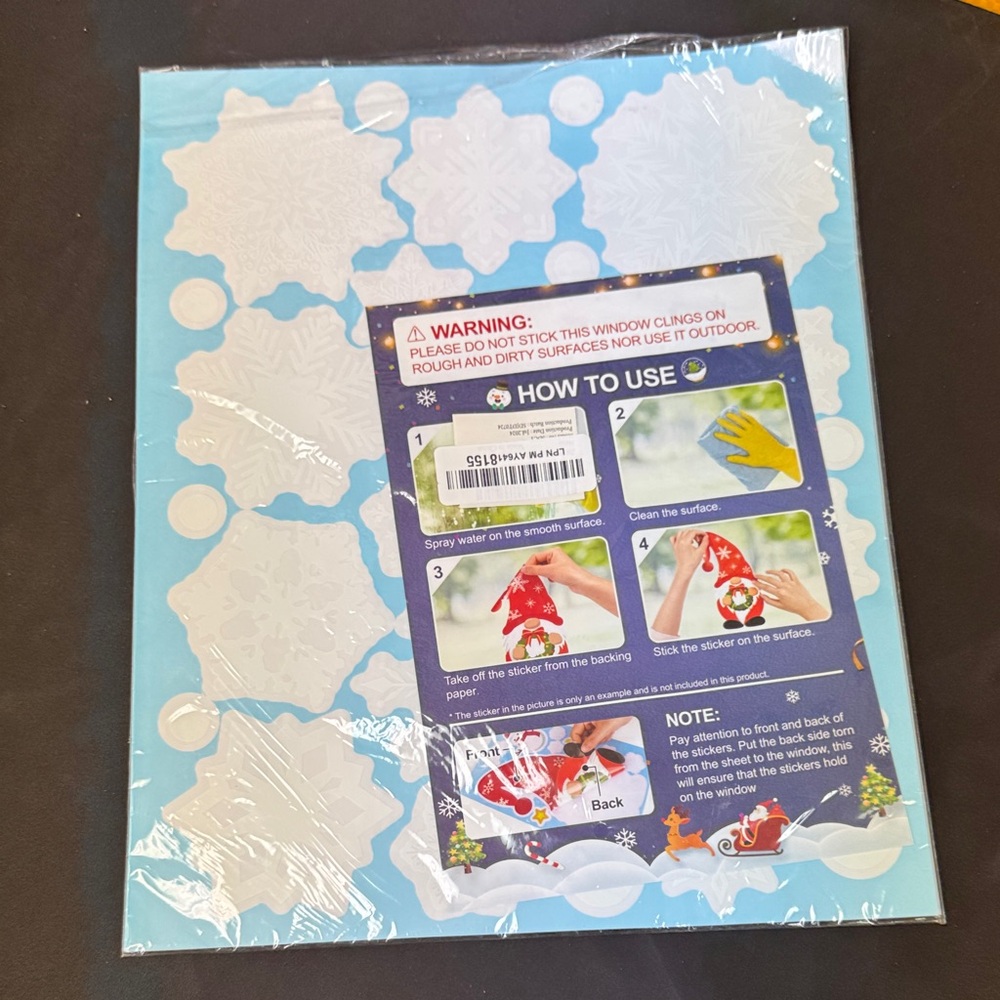 Snowflake Window Clings - White Christmas & New Year trees bells gifts candy